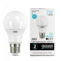 Лампа А60 7W 4100K Е27 Gauss 