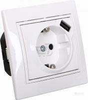 Розетка 1СП с/з+USB белая  701-0202-181 Lezard 