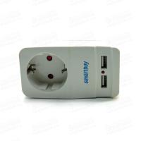Разветвитель 1 розетка 16А+2USB 5V 2,1A (адаптер/зарядка)  SBE-16-A05-USB SmartBuy 