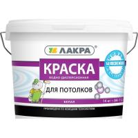 Краска водно-дисперсионная для потолков Белая 14кг База А Лакра