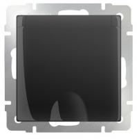 Розетка влагозащитная с/з с з/кр и шт. WL-SKGSC-01-IP44 (черн. мат.) Werkel