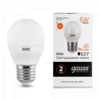Лампа 6W E27 2700K LD53216 Gauss LED Eleventary Globe