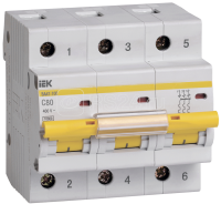 Выключатель автоматический  ВА47-100 3Р 80А (С) 4,5кА IEK