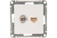 Розетка двойная компьютерная +TV белая ATLASDESIGN