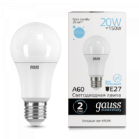 Лампа А60 20W Е27 6500К Gauss LED elementary