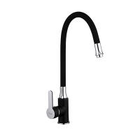 Смеситель для кухни 4042F Frap 40к гибкий излив, гайка, бок., черный