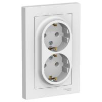 Розетка c/з двойная белая 16А ATLASDESIGN