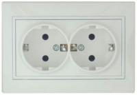 Розетка 2СП с/з белая  701-0202-127 Lezard