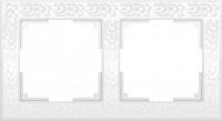 Рамка на 2 поста  WL-Frame-02 Flock White (белый пластик, узор)  Werkel