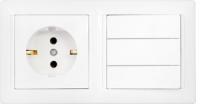 Блок  3В-РЦ-695 ск СП 3кл+розетка з/к белый "Стиль" Bylectrica