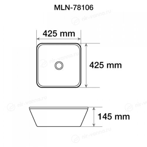 Умывальник квадрат с закруглением 800-78106 Melana 425*425*145