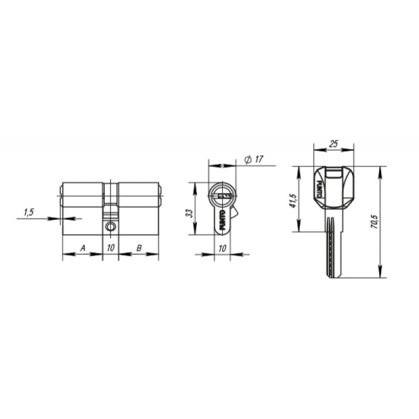 Цилиндр Z400/80mm(30+10+40) СР хром,5кл. Punto